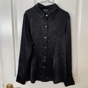 Bebe Black Satin Button-Up Shirt size S